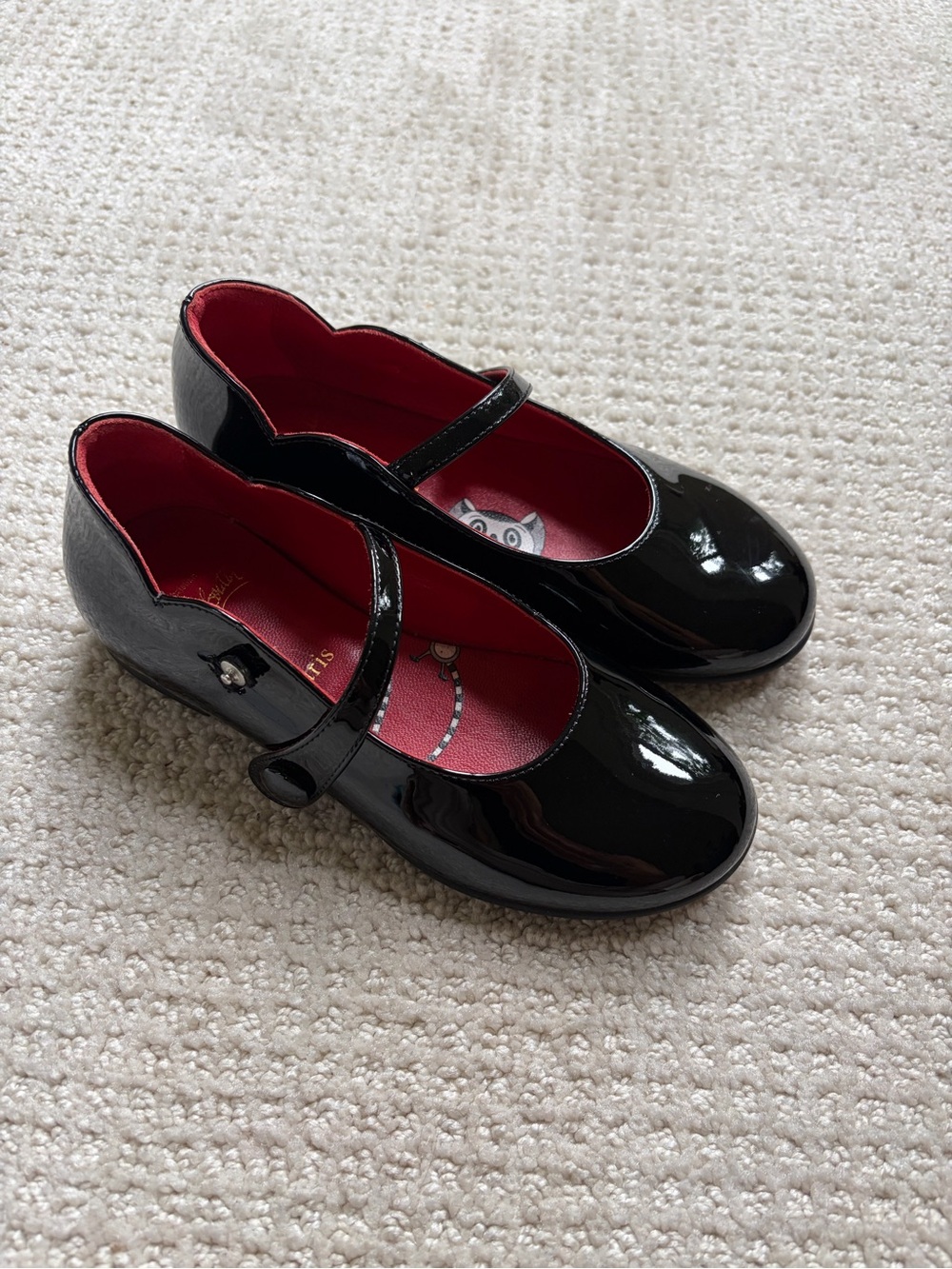 Christian Louboutin girls Melodie patent black mary Jane flats